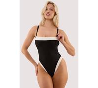 Wolf & Whistle Ally Black & Ivory Bandeau Swimsuit Multi