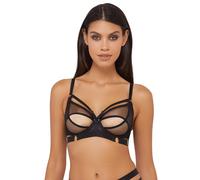 Wolf and Whistle Alexa Black Mesh Overlay Thick Strap Bra 32C Black
