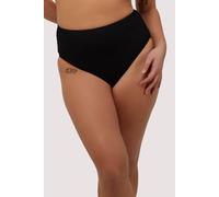 Wolf & Whistle Black Textured High Waisted Bikini Bottom Black