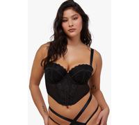 Wolf & Whistle Women's Daisy Embroidery Strapless Bustier in Black | Size: 36C Wolf & Whistle Black 36C