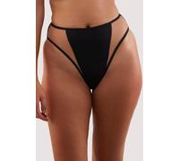 Playful Promises Mix & Match Black High-Waist High-Leg Bikini Bottoms With Nude Inserts - Black - 10