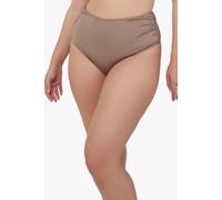 Wolf & Whistle Jade Taupe High Waist High Leg Ruched Bikini Bottom Taupe 12