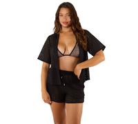 Wolf & Whistle Women's Onyx Black Crochet Beach 'Shirt' | Size: 16 Wolf & Whistle Black 16