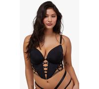 Wolf & Whistle Rocka Strappy Bustier In Black Black