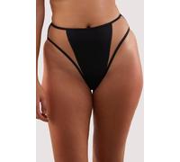 Playful Promises Mix & Match Black High-Waist High-Leg Bikini Bottoms With Nude Inserts - Black - 10