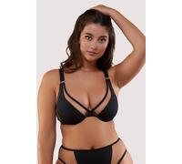 Wolf & Whistle Women's Eloise Fuller Bust Black Triangle Bikini Top With Nude Mesh | Size: 36DD Wolf & Whistle Black 36DD