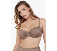 Wolf and Whistle Fb Taupe Neutral Ruched Balconette Bikini Top 32DD Beige