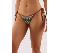 Wolf & Whistle Women's Jara Khaki Knitted Chevron Tie Side Bikini Brief | Size: 18