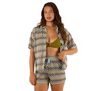 Wolf & Whistle Women's Kalahari Khaki Zig Zag Crochet Beach 'Shirt' | Size: 16 Wolf & Whistle Khaki 16