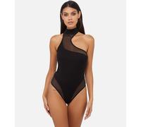 Wolf & Whistle Women's Lola Asymmetric Mesh & Jersey Body in Black | Size: 20 Wolf & Whistle Black 20
