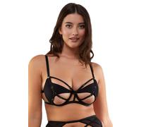 Wolf & Whistle Women's Penny Black Multi Strap Cut Out Mesh 'Bra' | Size: 32DD Wolf & Whistle Black 32DD