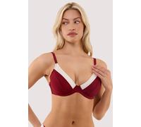 Wolf & Whistle Women's Stasia Wine & Ivory Fuller Bust Underwired Bikini Top | Size: 34F