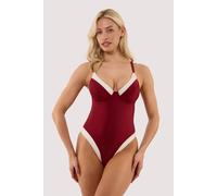 Wolf & Whistle Women's Stasia Wine & Ivory Fuller Bust Underwired Swimsuit | Size: 36DD Wolf & Whistle Wine 36DD