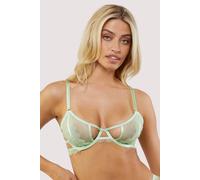 Wolf and Whistle Valentina Cut Out Trim Mesh Bra In Green 34B Green