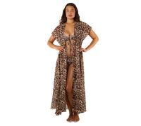 Wolf & Whistle Women's Zarah Animal Print Georgette Long Beach 'Kaftan' | Size: 14 Wolf & Whistle Multicolor 14