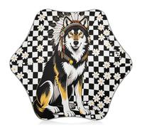 Wolf White Black Checked Umbrellas for rain kids age 3-8 Uv umbrellas for sun protection travel with Reflective Strip (scenario) Pinch-Proof for outdoor