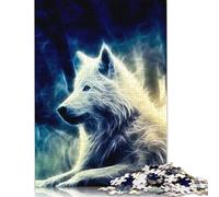 Wolf White Fractal Puzzles 500 Piece Wooden Puzzle for Adults And Teenager Educational Game for Adult Teenagers 500pcs (52x38cm)