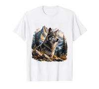 Wolf, Wilderness, Mountains, Nature Lover Value Graphic T-Shirt, Men, White, S