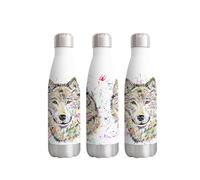Wolf Wildlife Animals Watercolour Rainbow Art Bottle Double Wall Insulated Stainless Steel Sport Drinks 500ml White Gift Ideal for School Work Office Oudoor Sports Keeps Hot and Cold Drinks