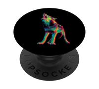 Wolf Wildlife Forest Animal Lover Graphic Motif Design Retro PopSockets Adhesive PopGrip