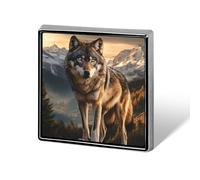 Wolf Wildlife Forests Button Pins Square Badge Personalized Button Brooch Lapel Pins for Women Men Gifts