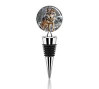 Wolf Wine Stopper Zinc Alloy Beverage Bottle Stopper Reusable Leak Proof Wine Cork Cute Champagne Saver Decorative Bottle Sealer Plug Gift for Men Women