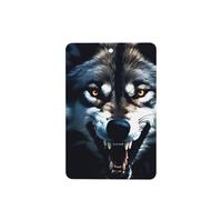 Wolf With Bared Fangs Pattern Car Air Fresheners 6 Pcs Rectangle Hanging Aromatherapy Tablets Scented Fresheners For Bedroom Bathroom
