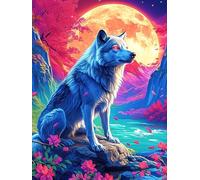 Wolf with Cosmic Eyes Under The Moon 500 Pcs Jigsaw Puzzle Bundle Wildlife Pet Family Puzzle Lovers Fun Family Game Mindful Activity Spring Eco Friendly Cardboard 500 PCS