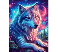 Wolf with Cosmic Eyes Under The Stars 1000 Piece Jigsaw Puzzle for All Ages Scenery Science Fiction Jigsaw Neighborhood Get Together Family Game Whimsical Design for Any Event 1000 PCS