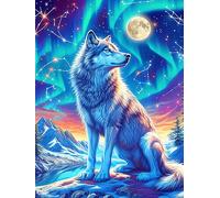 Wolf with Cosmic Eyes Under The Stars 1000 Piece Premium Jigsaw Puzzle Wildlife Pet Adult Jigsaws Brain Training Hobby Home Decor Winter Gift Unique Shaped Creativity & Gift Giving 1000 PCS