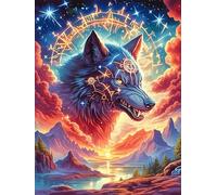 Wolf with Cosmic Eyes Under The Stars 300 Pcs Jigsaw Puzzle Bundle Wildlife Pet Family Puzzle Lovers Fun Family Game Mindful Activity Spring Eco Friendly Cardboard 300 PCS