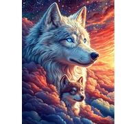 Wolf with Cosmic Eyes Under The Stars 500 Piece Jigsaw Puzzle for Adults Wildlife Plant Jigsaw Weekend Parent Activity After Work Stress Relief Vibrant Artwork Home Wall 500 PCS