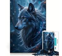 Wolf with Cosmic Fur Puzzles for Adults 1000 Pieces Focus Boost Fun Uniform Size Precise Pieces Bonding Activity for Loved Ones (38x52cm)
