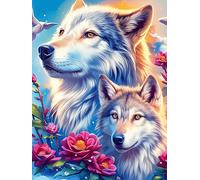 Wolf with Cubs in A Magical Forest 500 Piece Count Premium Jigsaw Puzzle Scenery Science Fiction Teen Fans 14-18 Yrs Concentration Training Leisure Adventure Valentines Gift Premium Cardboard 500 PC