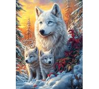 Wolf with Cubs in A Snowy Forest 1000-piece Jigsaw Puzzle Bundle Scenery Science Fiction Family Puzzle Lovers Brain Training Mindful Activity Spring Gift Durable Cardboard 1000 PCS