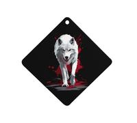 Wolf with Dripping Blood 1 PCS Car Air Freshener Hanging Aromatherapy Tablets Automotive Ornament for Auto Room Bathroom Bedside Rhombus