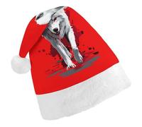 Wolf with Dripping Blood Funny Santa Hat Plush Christmas Hats Party Headwear for Holiday New Year