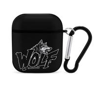 Wolf with Fangs Case Cover Compatible with AirPods 1 2 Generation with Black Keychain