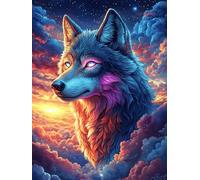 Wolf with Fiery Eyes in A Magical Forest 300 Piece Jigsaw Puzzle for All Ages Wildlife Pet Jigsaw Neighborhood Get Together Family Game Whimsical Design for Any Event 300 PCS
