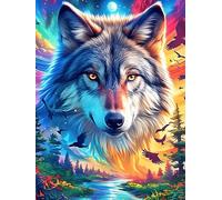 Wolf with Fiery Eyes in A Magical Forest 300 Pieces Premium Jigsaw Puzzle Wildlife Pet Adult Jigsaws Educational Challenge Mental Exercise Wall Art Winter Cardboard 300 PCS