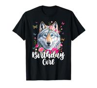 Wolf with Flowers for The Birthday Girl T-Shirt
