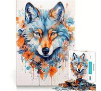 Wolf with Flowers Jigsaw Puzzles 1000 Mind Skill Play Premium Laser Cut Quality Quiet Time Mind Exercise at Home (50x75cm)