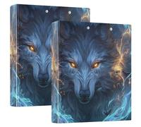 Wolf with Glowing Eyes 3 Ring Binders 1.5 Inch Clear View Three Ring Binders Versatile Binder Fits 200 Sheets 2 Pack