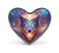 Wolf with Glowing Eyes in Illumina Heart Metal Brooches 1 Inch Decorative Badges Exquisite Decorations Pins for Clothing