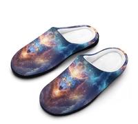 Wolf with Glowing Eyes in Illumina Men's Cotton Slippers for Winter Casual House Shoes Soft Comfy Slip Indoor Outdoor
