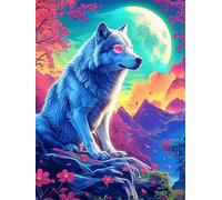 Wolf with Glowing Eyes Under The Stars 500 Piece Pack DIY Jigsaw Puzzle Wildlife Pet Collectors Ultra Difficult Educational Decorative Puzzle Gifts for Adults Birthday Sturdy Paperboard 500 PCS