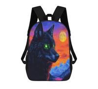 Wolf with Glowing Neon Eyes Backpack 17Inch Travel Daypack | Laptop with 1 Main Compartment and Side Pockets for Men Women