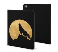 Wolf with Gold Moon Printed Tablet Case with Pencil Holder Unisex Slim TPU Protective Cover Compatible with iPad 2020/Pro 2020/Pro 2021/Air4/Air5