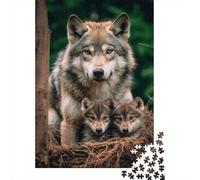 Wolf With Pups, Classic Jigsaw for Adults, 1000 Pieces, 70x50cm/1000pcs | For longer indoor activities: Adult jigsaw puzzle with 1000 pieces suits calm, screen-free leisure.