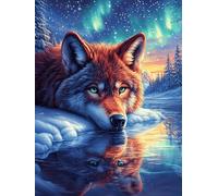 Wolf with Rainbow Eyes Under The Northern Lights 500 Piece Jigsaw Puzzle for Adults Wildlife Plant Jigsaw Weekend DIY Activity Parent Child Bonding Vibrant Design Perfect Festival Gift 500 PCS
